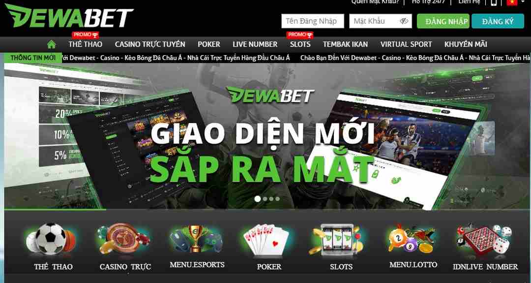 Giao diện website của Dewabet ấn tượng
